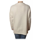 Pinko - Sweater Mozambico Oversized with V-neck - White - Sweater - Made in Italy - Luxury Exclusive Collection