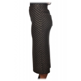 Pinko - Sheath Skirt Gas Midi in Diagonal Laminated Knit - Black - Skirt - Made in Italy - Luxury Exclusive Collection