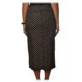 Pinko - Sheath Skirt Gas Midi in Diagonal Laminated Knit - Black - Skirt - Made in Italy - Luxury Exclusive Collection