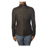 Pinko - Sweater Termometro in Diagonal Laminated Knit - Black/Gold - Sweater - Made in Italy - Luxury Exclusive Collection