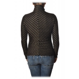 Pinko - Sweater Termometro in Diagonal Laminated Knit - Black/Gold - Sweater - Made in Italy - Luxury Exclusive Collection
