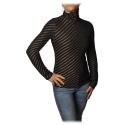 Pinko - Sweater Termometro in Diagonal Laminated Knit - Black/Gold - Sweater - Made in Italy - Luxury Exclusive Collection