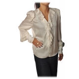 Pinko - Blouse Astrometria2 V-neck in Jacquard Effect - White - Shirt - Made in Italy - Luxury Exclusive Collection