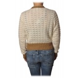 Pinko - Sweater Asciutto in Wool Squared Fantasy - White/Beige - Sweater - Made in Italy - Luxury Exclusive Collection