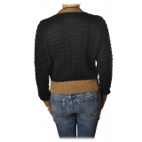 Pinko - Sweater Asciutto in Squared Wool - Black/Beige - Sweater - Made in Italy - Luxury Exclusive Collection