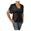 Pinko - Blouse William with Tulip-Shaped Sleeves in Silk - Black - Shirt - Made in Italy - Luxury Exclusive Collection