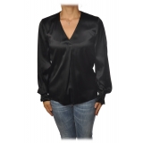 Pinko - Blouse Renzo with Long Sleeve and V-neck in Silk - Black - Shirt - Made in Italy - Luxury Exclusive Collection