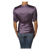 Pinko - Blouse William with Tulip-Shaped Sleeves in Silk - Purple - Shirt - Made in Italy - Luxury Exclusive Collection