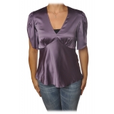 Pinko - Blouse William with Tulip-Shaped Sleeves in Silk - Purple - Shirt - Made in Italy - Luxury Exclusive Collection