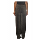 Pinko - Trousers Canada Wide Leg in Lurex Knit - Grey - Trousers - Made in Italy - Luxury Exclusive Collection