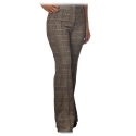 Pinko - Trousers Hulka Flared Leg in Galles Motif - Beige/Black - Trousers - Made in Italy - Luxury Exclusive Collection