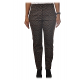 Pinko - Cigarette Trousers Bello95 in Geometric Pattern - Black/Brown - Trousers - Made in Italy - Luxury Exclusive Collection