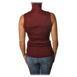 Pinko - Mock Turtleneck Ask Sleeveless in Lurex - Red - Sweater - Made in Italy - Luxury Exclusive Collection