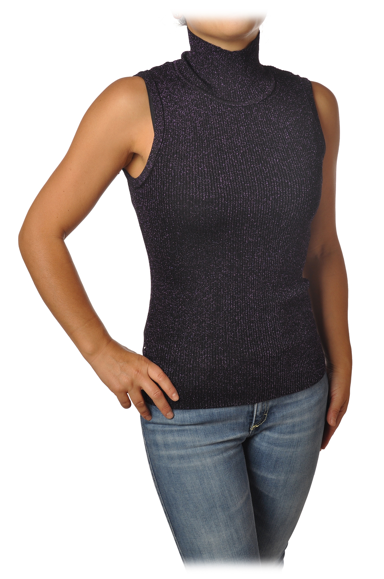 sleeveless ribbed mock turtleneck