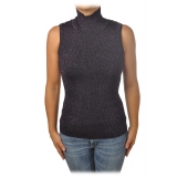 Pinko - Mock Turtleneck Ask Sleeveless in Lurex - Purple - Sweater - Made in Italy - Luxury Exclusive Collection