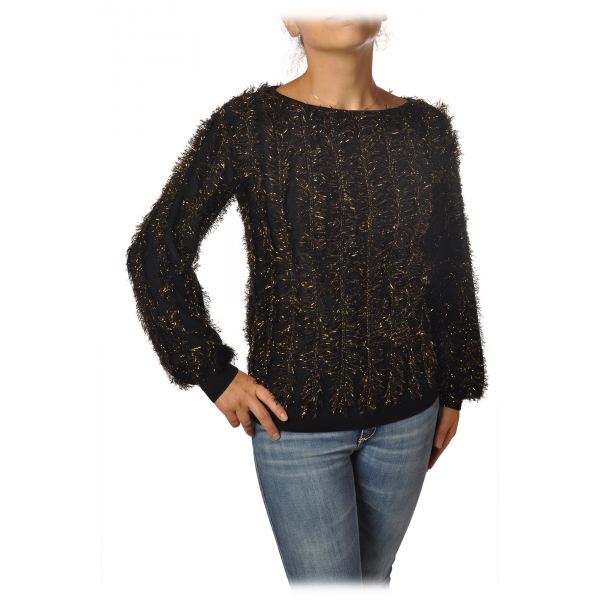 Pinko - Sweater Estonia in Two-tone Lurex Yarn - Black/Gold - Sweater - Made in Italy - Luxury Exclusive Collection