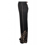 Pinko - Wide Leg Trousers Koda in Fantasy Pattern - Black/Ivory - Trousers - Made in Italy - Luxury Exclusive Collection