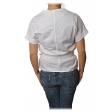Pinko - Shirt Scamorza V-neck Screwed at the Waist - White - Shirt - Made in Italy - Luxury Exclusive Collection