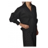 Pinko - Camicia Vegetariana Over con Colletto e Scollo Profondo - Nero - Camicia - Made in Italy - Luxury Exclusive Collection
