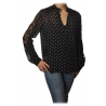 Pinko - Camicia Marronglace Maniche con Pizzo Fantasia Pois - Nero - Camicia - Made in Italy - Luxury Exclusive Collection