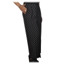 Pinko - Wide Leg Trousers Crembrule in Pois Pattern - Black - Trousers - Made in Italy - Luxury Exclusive Collection