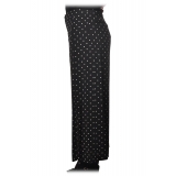 Pinko - Wide Leg Trousers Crembrule in Pois Pattern - Black - Trousers - Made in Italy - Luxury Exclusive Collection