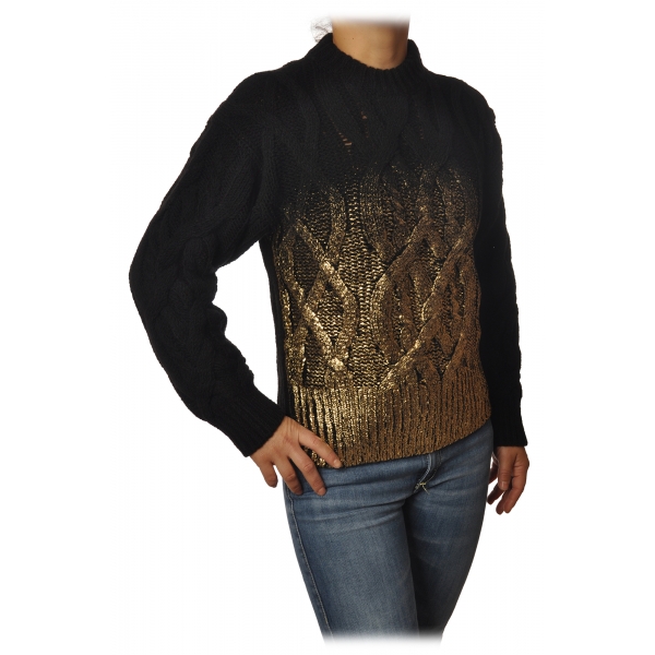 Pinko - Sweater Etiope Soft Fit Shaded Effect - Black/Gold - Sweater - Made in Italy - Luxury Exclusive Collection