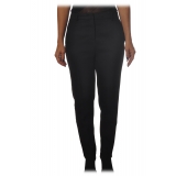 Pinko - Cigarette Trousers Bella6 of Woolly Drill - Black - Trousers - Made in Italy - Luxury Exclusive Collection