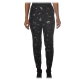 Pinko - Trousers Bella11 Straight Leg Planet Print - Black - Trousers - Made in Italy - Luxury Exclusive Collection