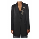 Pinko - Jacket Cirano1 Single-breasted with Brooches Applied - Black - Jacket - Made in Italy - Luxury Exclusive Collection