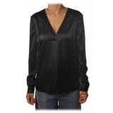 Pinko - Blouse Vendere in Silk with Long Sleeves and V-Neck - Black - Shirt - Made in Italy - Luxury Exclusive Collection