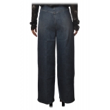 Pinko - Wide Leg Jeans Parker1 with Rectangular Pockets - Dark Denim - Trousers - Made in Italy - Luxury Exclusive Collection