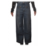Pinko - Jeans Parker1 a Palazzo con Tasche Rettangolari - Denim Scuro - Pantalone - Made in Italy - Luxury Exclusive Collection