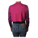 Pinko - Cardigan Albanese Corto con Paillettes - Rosa/Viola - Maglione - Made in Italy - Luxury Exclusive Collection