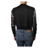 Pinko - Cardigan Albanese Corto con Paillettes - Nero/Argento - Maglione - Made in Italy - Luxury Exclusive Collection