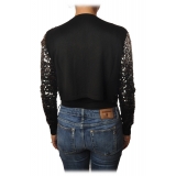 Pinko - Short Cardigan Albanese with Paillettes - Black/Silver - Sweater - Made in Italy - Luxury Exclusive Collection