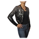 Pinko - Short Cardigan Albanese with Paillettes - Black/Silver - Sweater - Made in Italy - Luxury Exclusive Collection