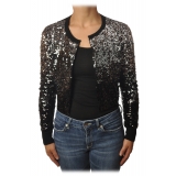 Pinko - Cardigan Albanese Corto con Paillettes - Nero/Argento - Maglione - Made in Italy - Luxury Exclusive Collection