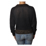 Pinko - Cardigan Quaggiu Crewneck with Lurex Details - Black - Sweater - Made in Italy - Luxury Exclusive Collection