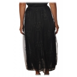 Pinko - Flared Skirt Maritare in Embroidered Tulle - Black - Skirt - Made in Italy - Luxury Exclusive Collection