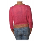 Pinko - Short Cardigan Quantunque with Lurex Details - Fuxia/Nude - Sweater - Made in Italy - Luxury Exclusive Collection