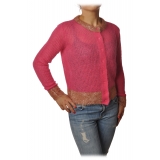 Pinko - Short Cardigan Quantunque with Lurex Details - Fuxia/Nude - Sweater - Made in Italy - Luxury Exclusive Collection