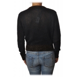 Pinko - Short Cardigan Quantunque with Lurex Details - Black - Sweater - Made in Italy - Luxury Exclusive Collection