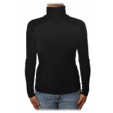 Pinko - Maglia Accanto Collo Alto a Coste - Nero - Maglione - Made in Italy - Luxury Exclusive Collection