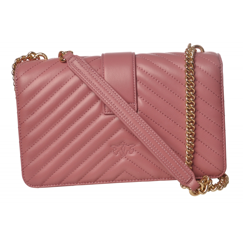 Pinko - Quilted Bag LoveClassicMix With Shoulder Chain and Logo - Pink ...
