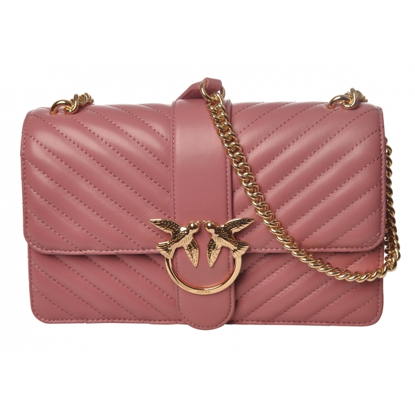 Pinko - Quilted Bag LoveClassicMix With Shoulder Chain and Logo - Pink - Bag - Made in Italy - Luxury Exclusive Collection