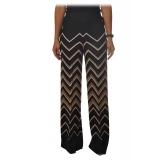Twinset - Palazzo Trousers in Geometric Pattern - Black/Gold - Trousers - Made in Italy - Luxury Exclusive Collection
