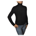 Twinset - High Neck Sweater in Chenille Effect - Black - Knitwear - Made in Italy - Luxury Exclusive Collection