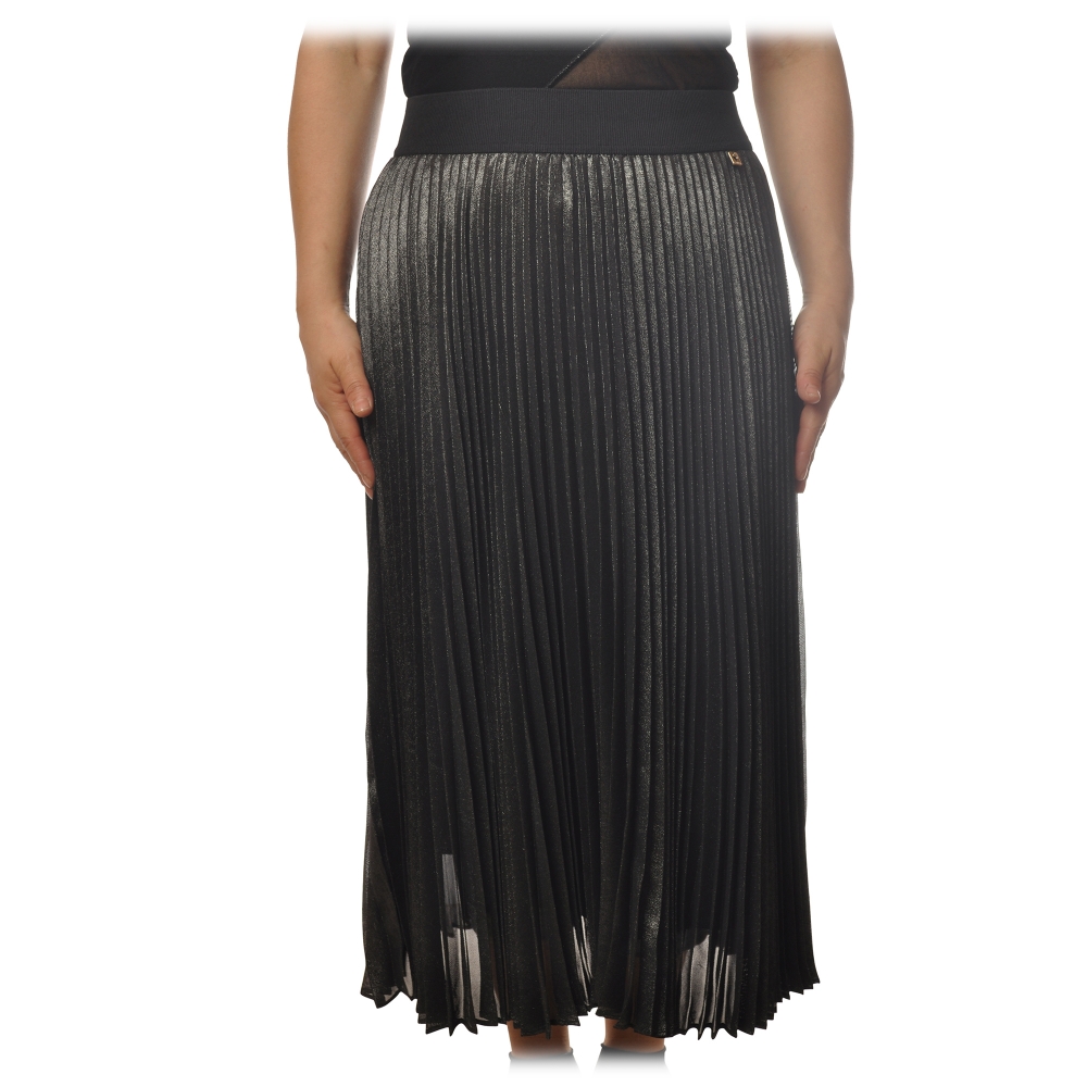 Twinset - Pleated Longuette Skirt Lamè Effect - Anthracite - Skirt 