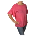 Twinset - Blusa Maniche con Rouches in Seta - Rosa - Camicia - Made in Italy - Luxury Exclusive Collection